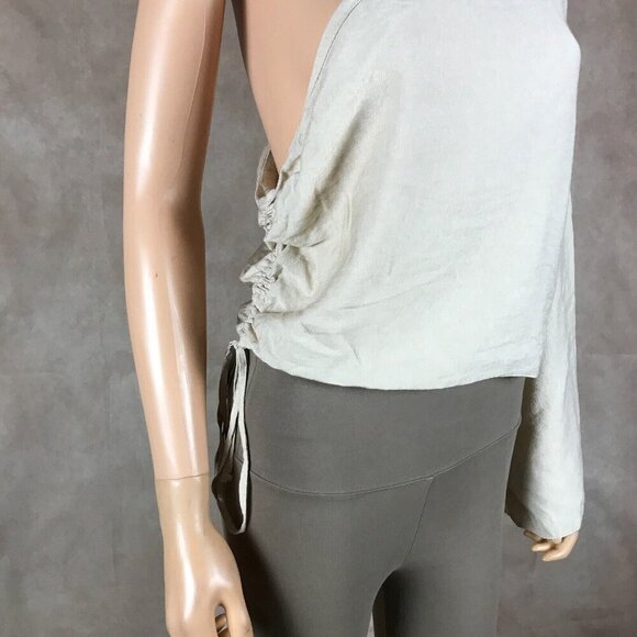 ASOS DESIGN One-Shoulder Lace-Up Light Beige Top Size US 12 - Picture 11 of 11